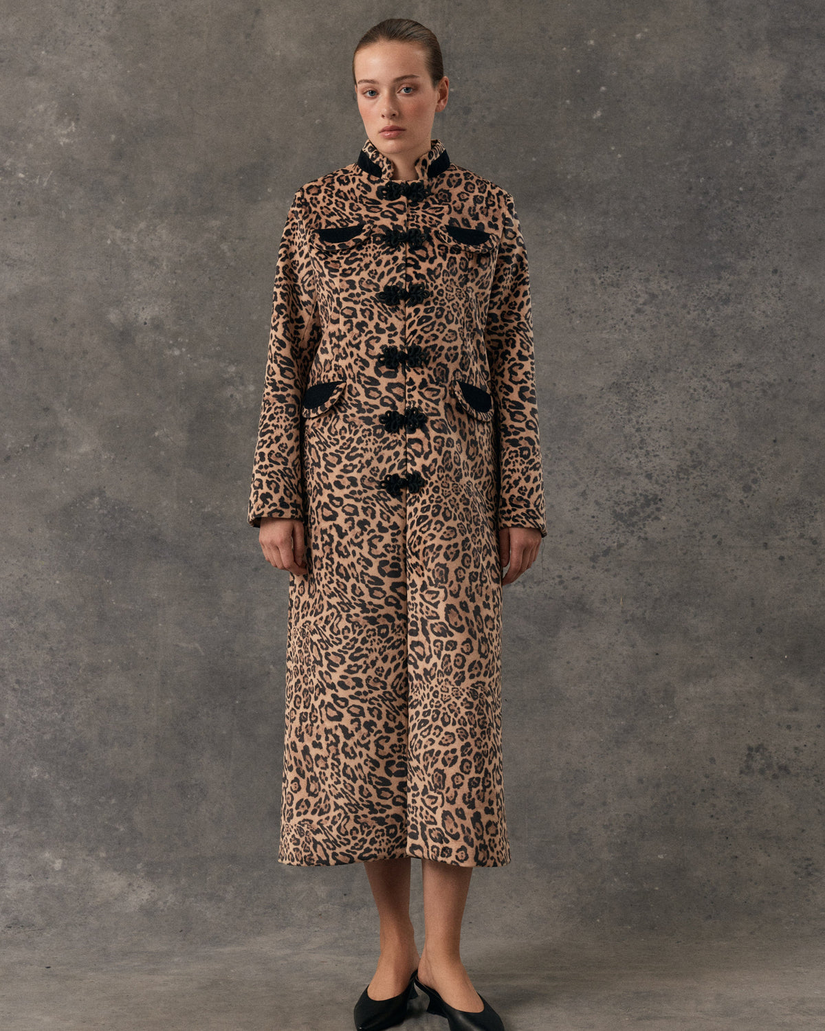 Dynasty Velveteen Leopard Coat