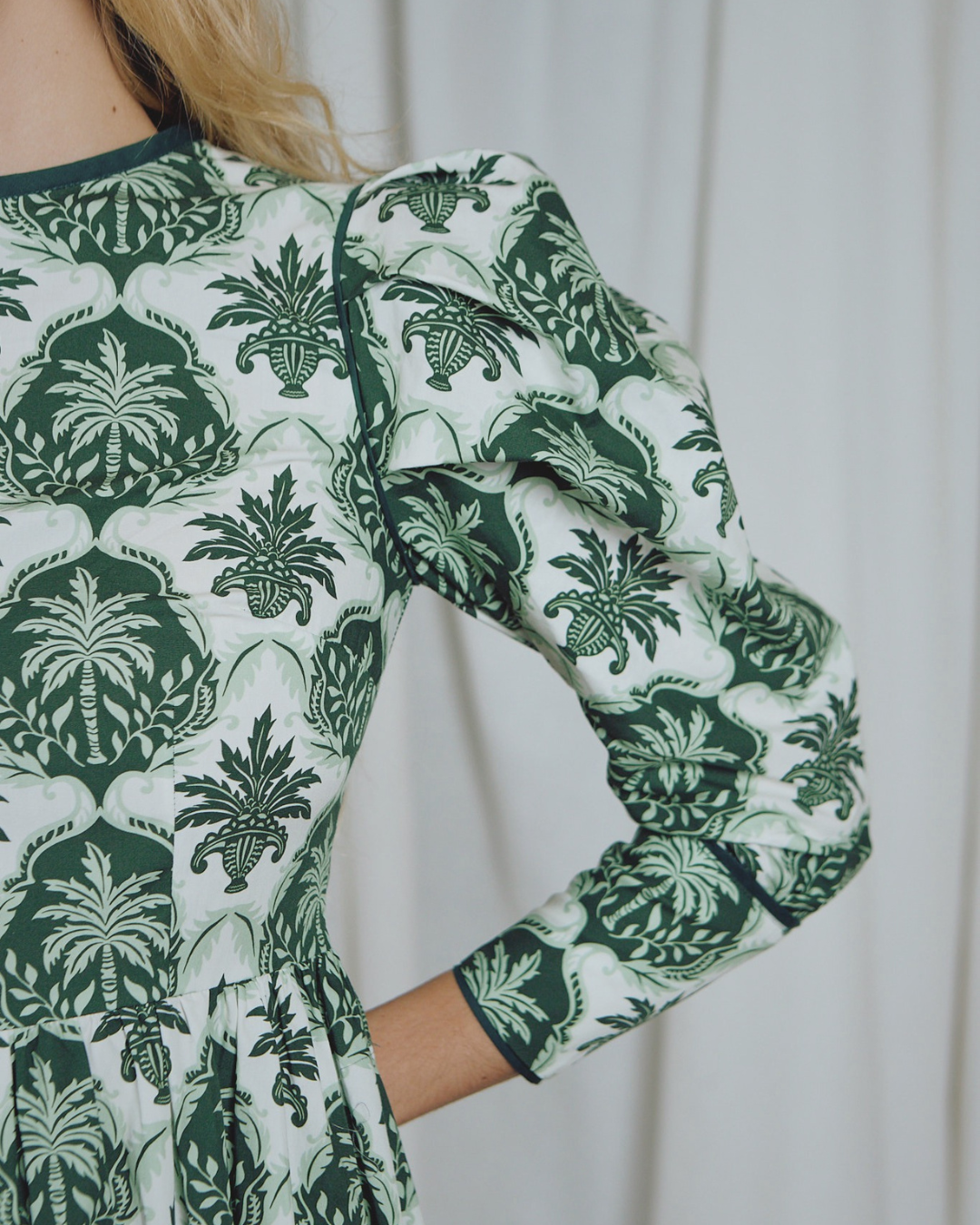 Peach Wallpaper Green Dress