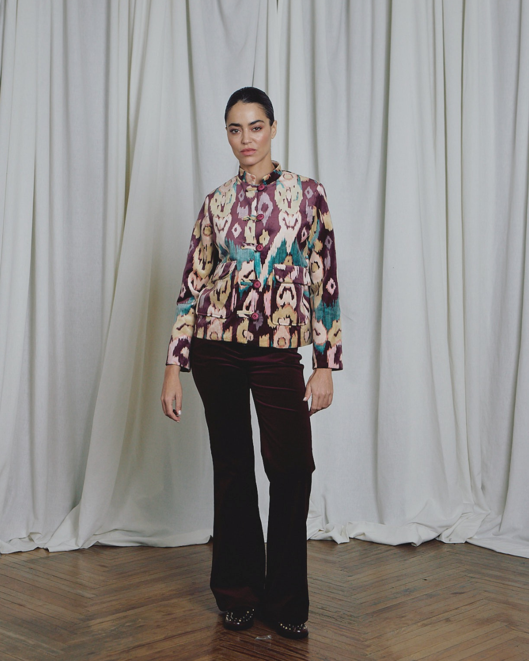Tang Burgundy Ikat Jacket