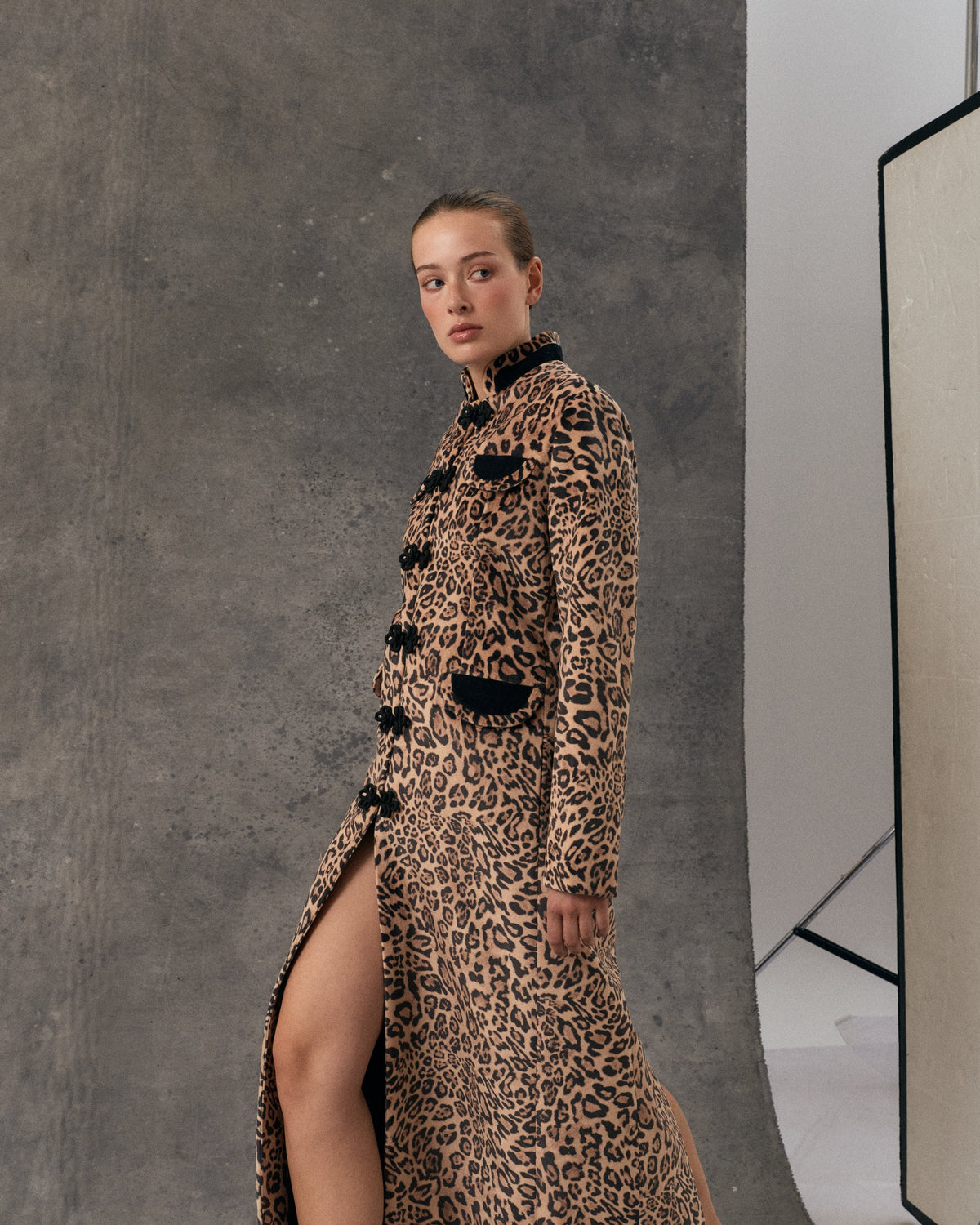 Dynasty Velveteen Leopard Coat
