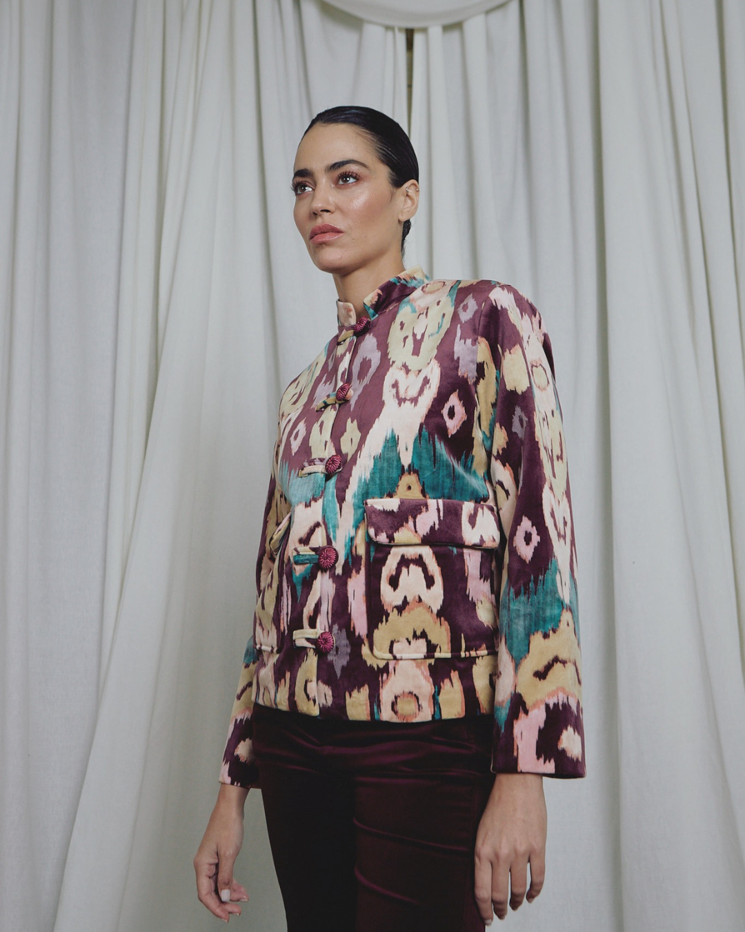 Tang Burgundy Ikat Jacket