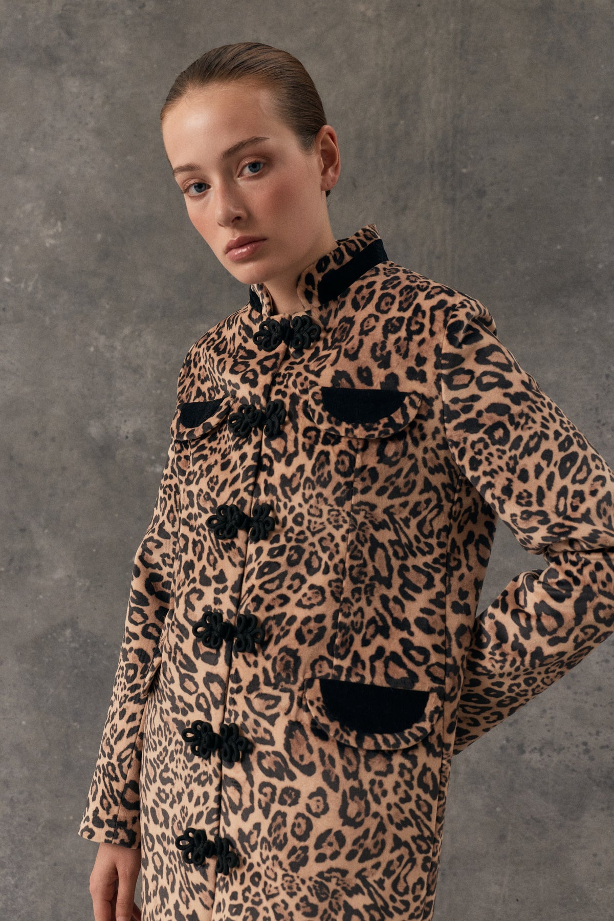 Dynasty Velveteen Leopard Coat