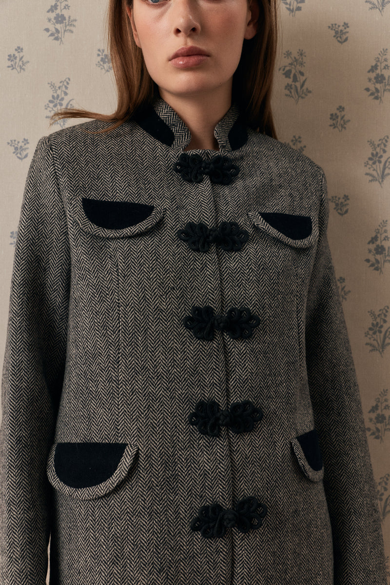 Dynasty Black Spike Cashmere Coat