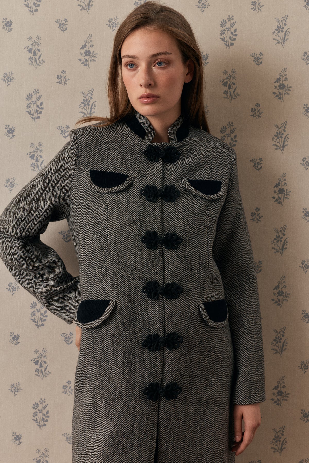 Dynasty Black Spike Cashmere Coat