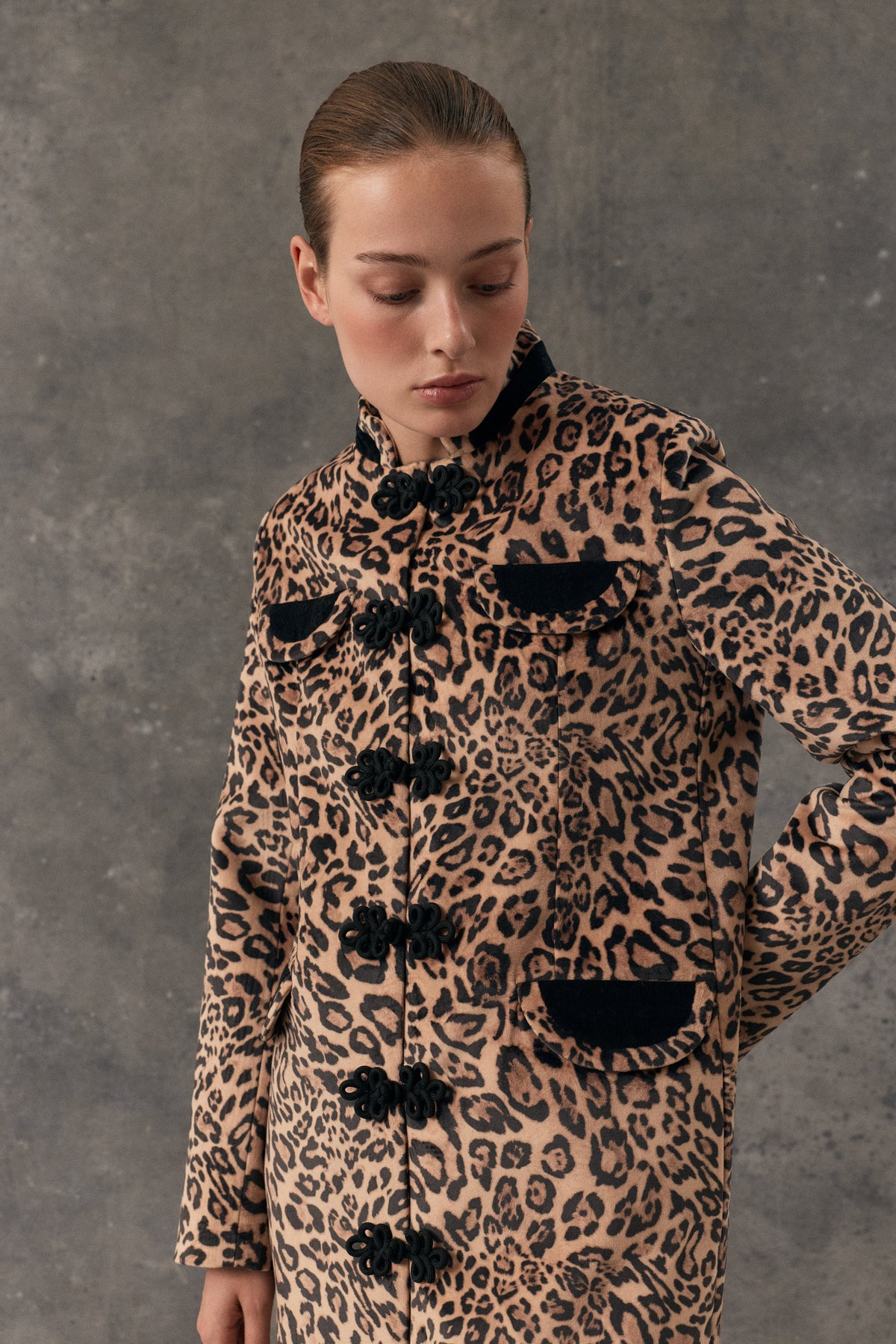 Dynasty Velveteen Leopard Coat