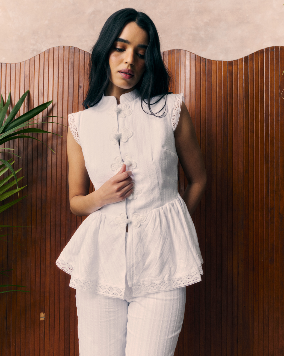 Shanghai Embroidery White Vest